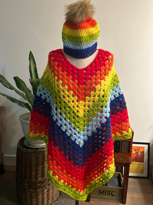 Rainbow Poncho  Set